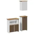 Meubles de salle de bain 3pcs BODO blanc marron bois pin massif
