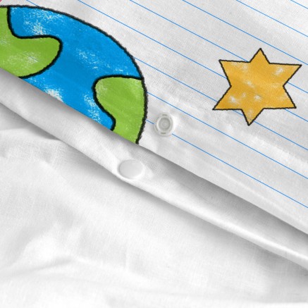 Duvet cover set HappyFriday Mr Fox Space rocket Multicolour Baby Crib 2