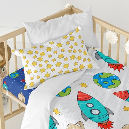 Parure de couette HappyFriday Mr Fox Space rocket Multicouleur Lit de