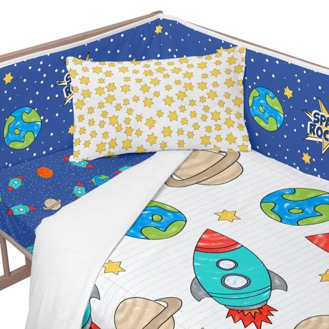 Paracolpi per culla HappyFriday Mr Fox Space rocket Multicolore 210 x