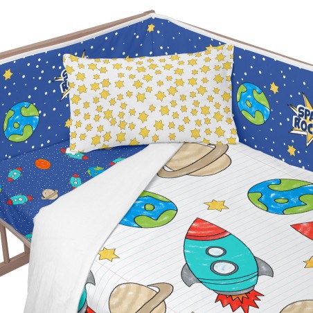 Paracolpi per culla HappyFriday Mr Fox Space rocket Multicolore 210 x