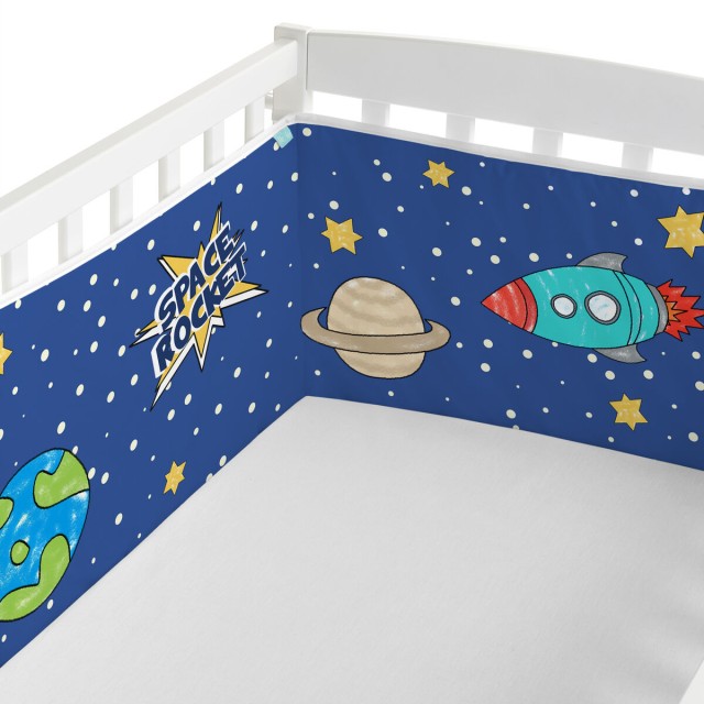 Paracolpi per culla HappyFriday Mr Fox Space rocket Multicolore 210 x