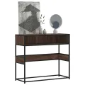 Table console chêne marron 90x35x80 cm bois d'ingénierie