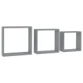 Étagères murales sous forme de cube 3 pcs Gris MDF