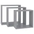 Étagères murales sous forme de cube 3 pcs Gris MDF