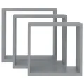 Étagères murales sous forme de cube 3 pcs Gris MDF