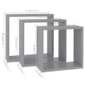 Étagères murales sous forme de cube 3 pcs Gris MDF