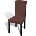 Housse de chaise droite extensible 6 pcs marron