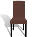 Housse de chaise droite extensible 6 pcs marron