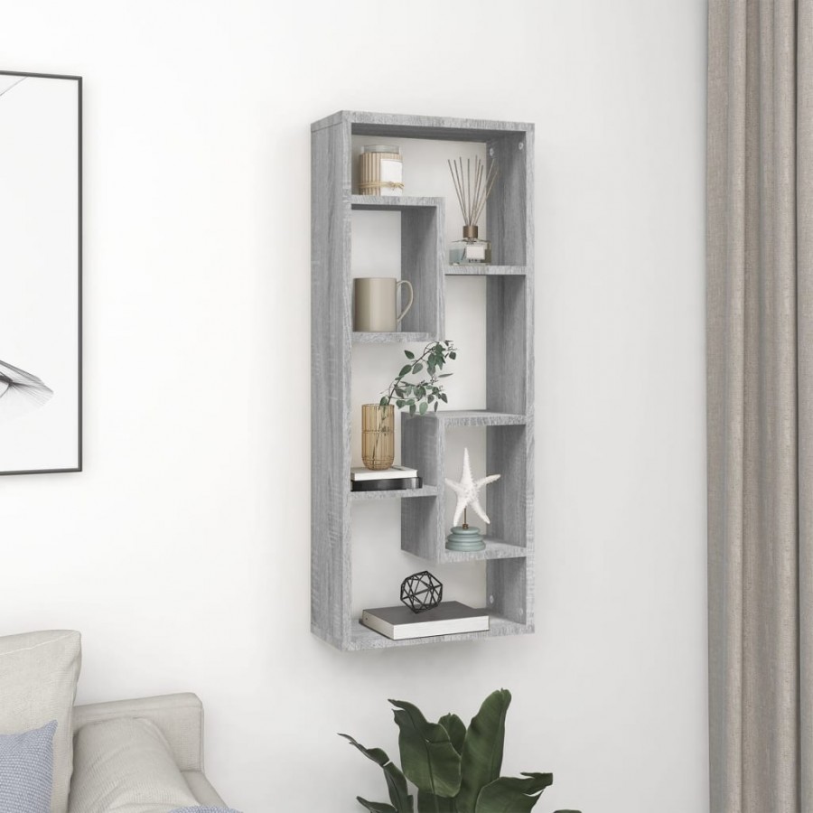 Étagère murale Sonoma gris 36x16x90 cm Bois d'ingénierie