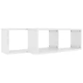 Étagères murales cube 2 pcs Blanc brillant Bois d’ingénierie