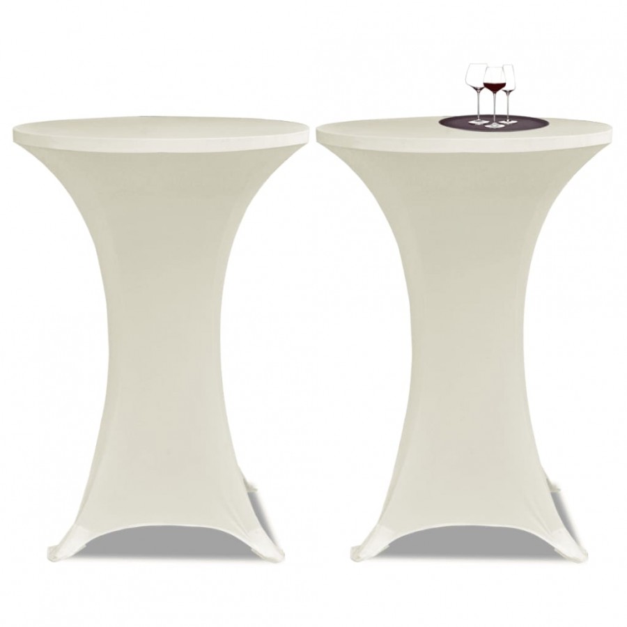 Housse de table Ø 80 cm Crème extensible 2 pcs