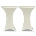 Housse de table Ø 80 cm Crème extensible 2 pcs
