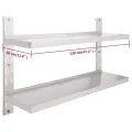 Étagère murale à 2 niveaux Acier inoxydable 120x30 cm