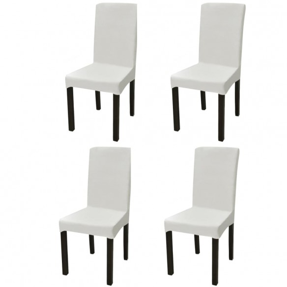 Housse de chaise droite extensible 4 pcs Crème