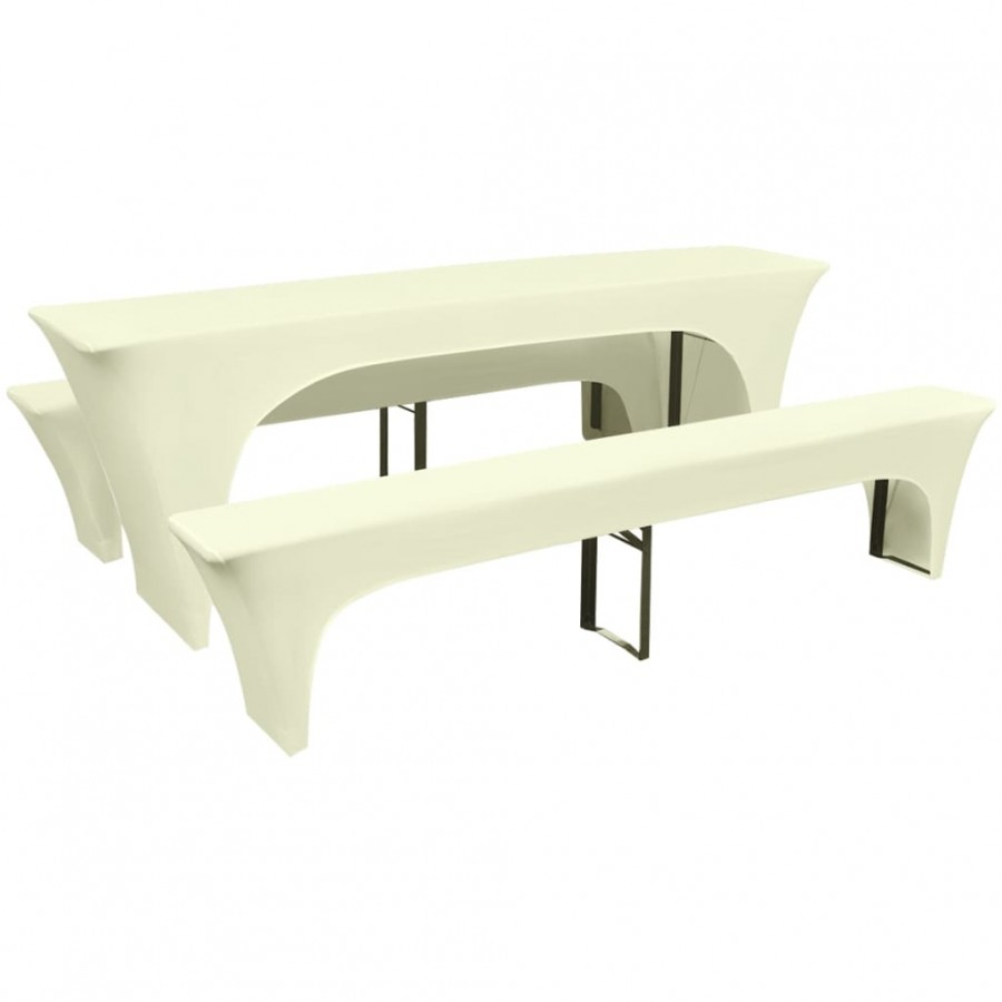 Housse pour table de pique-nique/bancs 3 pièces Crème