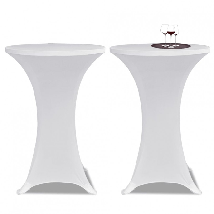 Housse de table Ø 70 cm Blanc extensible 2 pcs