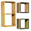 Jeu d'étagère murale 3 pcs Teck massif recyclé Multicolore