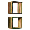 Jeu d'étagère murale 3 pcs Teck massif recyclé Multicolore