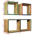Jeu d'étagère murale 3 pcs Teck massif recyclé Multicolore