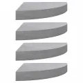 Étagères d'angle murales 4 pcs Gris béton 25x25x3,8 cm MDF