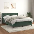 cadre de lit et matelas Vert foncé 140x190cm Velours