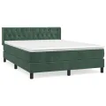 cadre de lit et matelas Vert foncé 140x190cm Velours