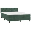 cadre de lit et matelas Vert foncé 140x190cm Velours