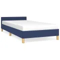 Cadre de lit avec tête de lit sans matelas bleu 100x200cm tissu