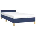 Cadre de lit avec tête de lit sans matelas bleu 100x200cm tissu