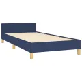 Cadre de lit avec tête de lit sans matelas bleu 100x200cm tissu