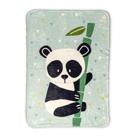 Decke HappyFriday Moshi Moshi Panda Garden Blue Bunt Mikrofaser 110 x