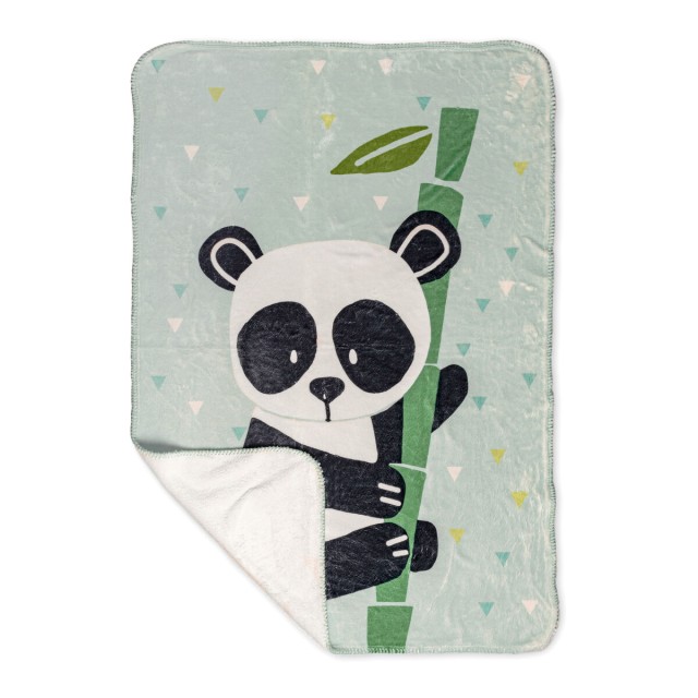 Manta HappyFriday Moshi Moshi Panda Garden Blue Multicolor Microfibra