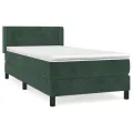 cadre de lit et matelas Vert foncé 80x200 cm Velours