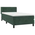 cadre de lit et matelas Vert foncé 80x200 cm Velours