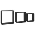 Étagères murales sous forme de cube 3 pcs Noir MDF