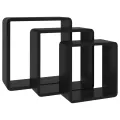 Étagères murales sous forme de cube 3 pcs Noir MDF