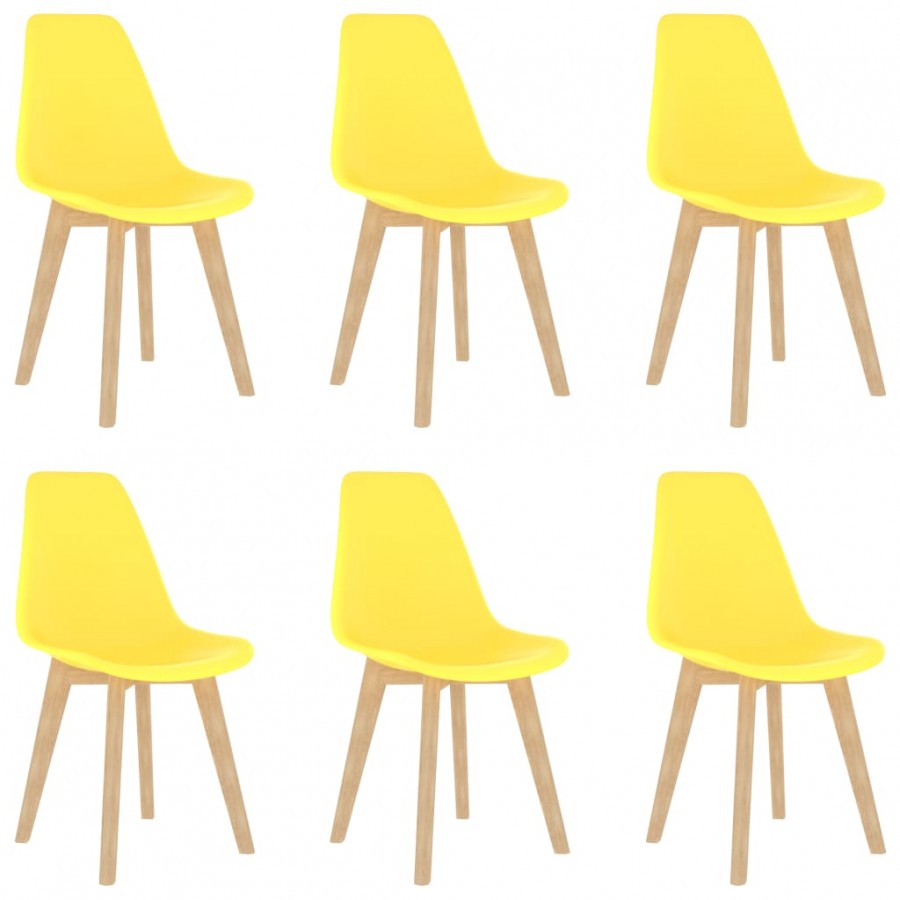 Chaises à manger lot de 6 jaune plastique