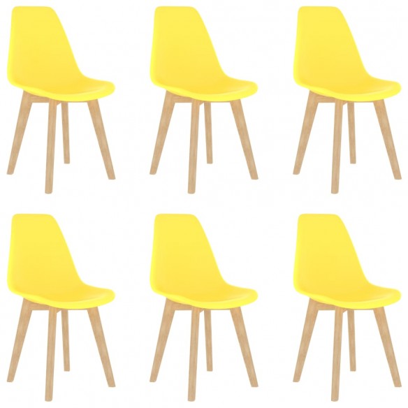 Chaises à manger lot de 6 jaune plastique