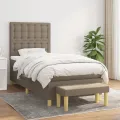 cadre de lit avec matelas Taupe 100x200 cm Tissu