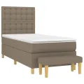 cadre de lit avec matelas Taupe 100x200 cm Tissu