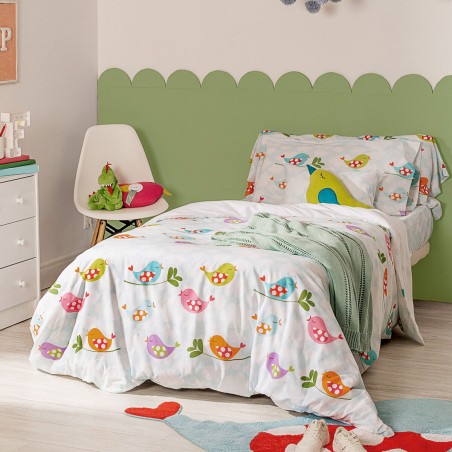 Duvet cover set HappyFriday Mr Fox Little birds Multicolour Single 2 P