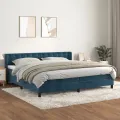 cadre de lit et matelas Bleu foncé 200x200cm Velours