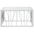 Table basse 80x80x40 cm acier inoxydable et verre