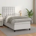 cadre de lit avec matelas Blanc 100x200cm Similicuir