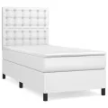 cadre de lit avec matelas Blanc 100x200cm Similicuir