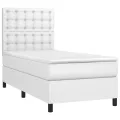 cadre de lit avec matelas Blanc 100x200cm Similicuir