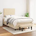 cadre de lit avec matelas Crème 120x200 cm Tissu