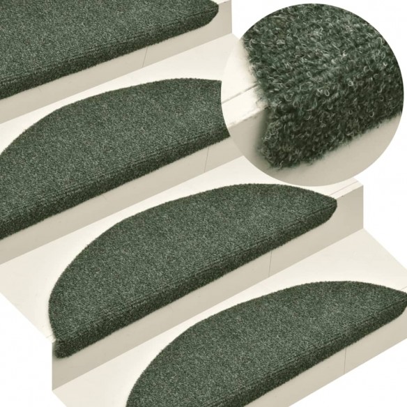 Tapis autoadhésifs de marches 5 pcs Vert 65x21x4 cm Aiguilleté