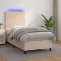 cadre de lit avec matelas LED Cappuccino 100x200 cm
